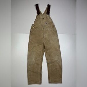 Vintage Carhartt Relaxed Beige Bib Overalls XS 26-28